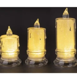 LED-Kerzen, mit diamantierter Folie, transparent, versch. Größen, 3 Stück