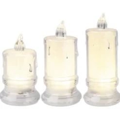 LED-Kerzen, mit diamantierter Folie, transparent, versch. Größen, 3 Stück