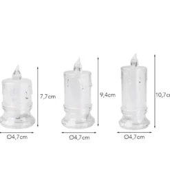 LED-Kerzen, mit diamantierter Folie, transparent, versch. Größen, 3 Stück