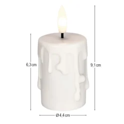 LED-Kerzen mit Echtwachsbeschichtung, creme, mit Wachstropfen, Ø 4,4cm, inkl. Timer, 2 Stück