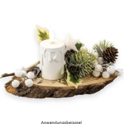 LED-Kerzen mit Echtwachsbeschichtung, creme, mit Wachstropfen, Ø 4,4cm, inkl. Timer, 2 Stück