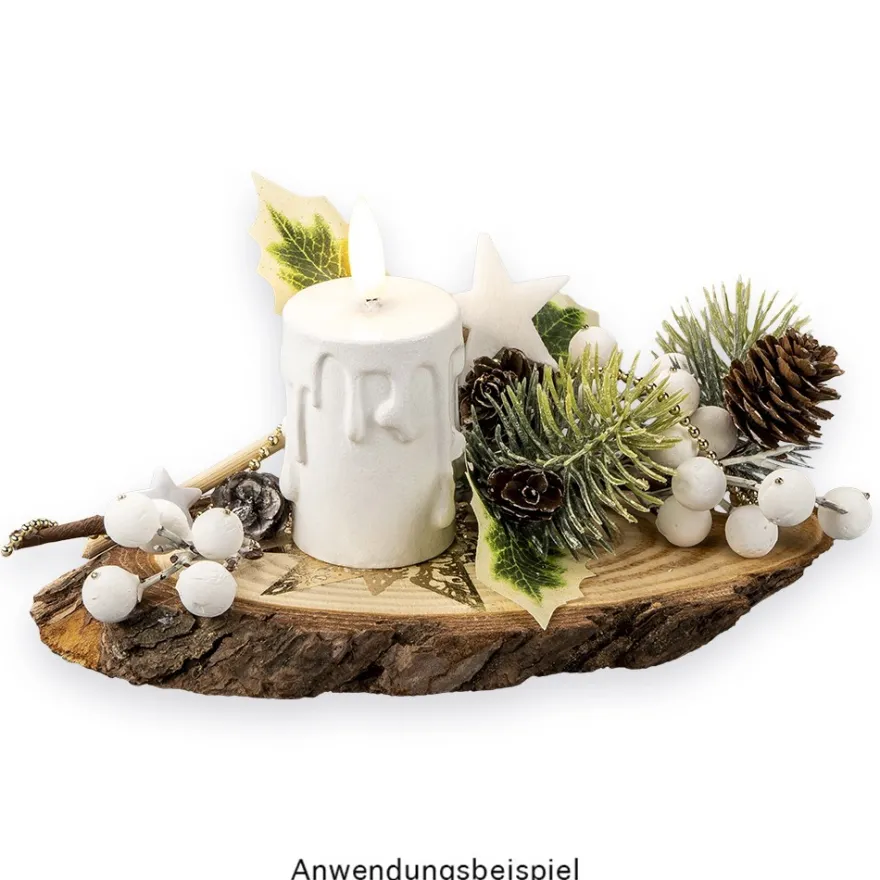 LED-Kerzen mit Echtwachsbeschichtung, creme, mit Wachstropfen, Ø 4,4cm, inkl. Timer, 2 Stück