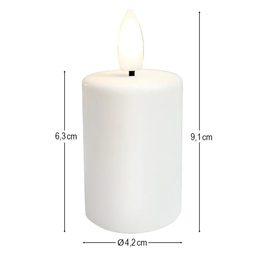 LED-Kerzen mit Echtwachsbeschichtung, creme, Ø 4,2cm, inkl. Timer, 2 Stück
