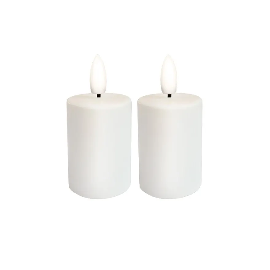 LED-Kerzen mit Echtwachsbeschichtung, creme, Ø 4,2cm, inkl. Timer, 2 Stück