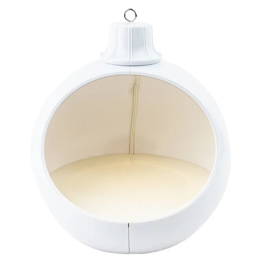 LED-Kugel mit verzierbarem Innenraum, 15,5cm x 15cm x 16,5cm, Ø13,5cm, 1 LED in Warmweiß, weiß
