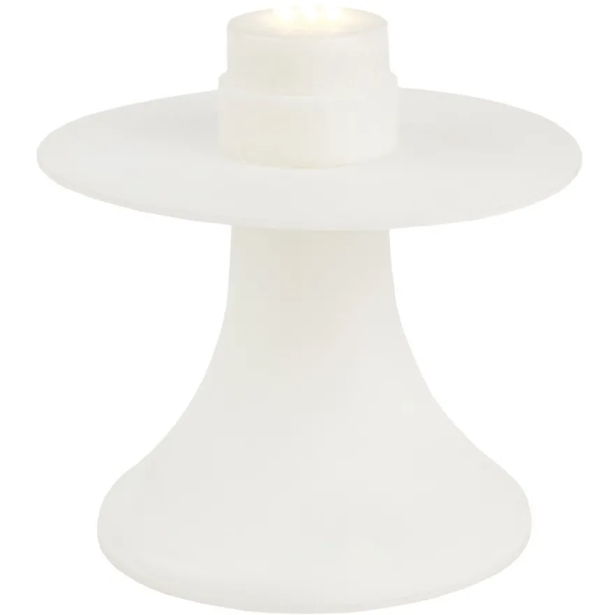 LED-Lampenpodest, Ø oben: 12cm, Ø unten: 10cm, 12cm hoch, weiß, 6 LEDs, warmweiß, Timer-Funktion