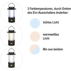 LED-Laterne, 19cm hoch, dimmbar, mit Timer-Funktion