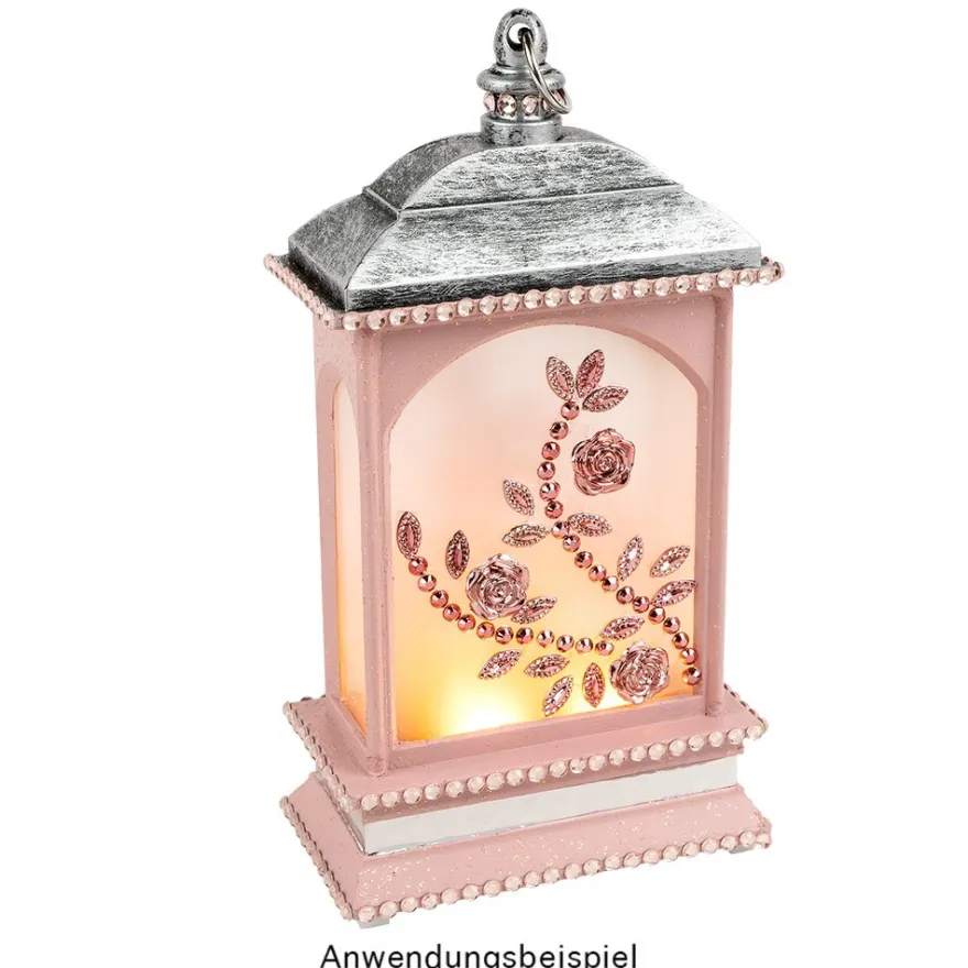 LED-Laterne mit Flackereffekt, 6,9cm x 13,5cm x 3,8cm, Schmiedeeisenoptik, silber-schwarz