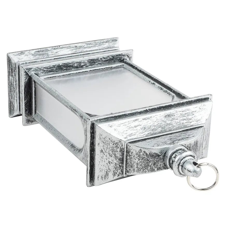 LED-Laterne mit Flackereffekt, 6,9cm x 13,5cm x 3,8cm, Schmiedeeisenoptik, silber-schwarz