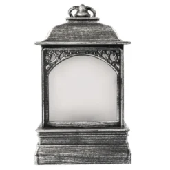 LED-Laterne mit Flackereffekt, 12cm x 20,5cm x 8,6cm, Schmiedeeisenoptik, silber-schwarz