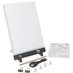 LED-Leuchttisch mit neigbarem Aufsteller, DIN A4, 3 Helligkeitsstufen, inkl. USB-Kabel und Zubehör