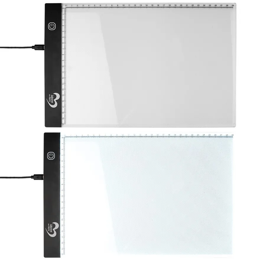 LED-Leuchttisch mit neigbarem Aufsteller, DIN A4, 3 Helligkeitsstufen, inkl. USB-Kabel und Zubehör