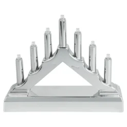 LED-Lichterbogen, 15,7cm x 3,8cm x 12,5cm, 7 LEDs in warmweiß, inkl. Timer-Funktion, silber