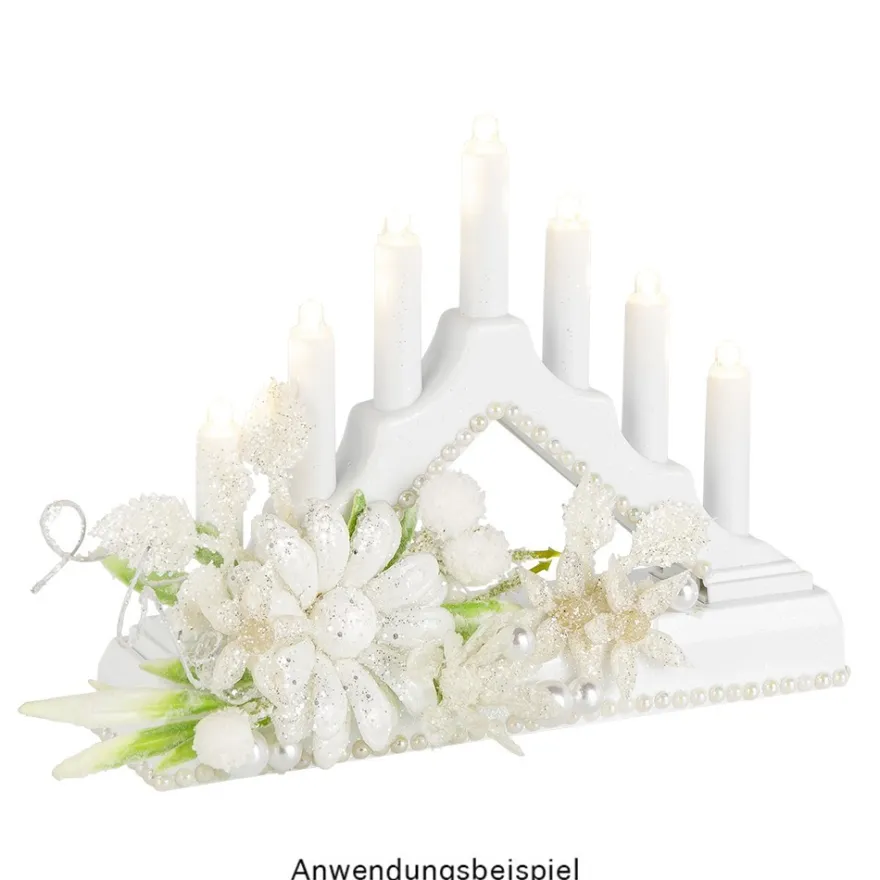 LED-Lichterbogen, 15,7cm x 3,8cm x 12,5cm, 7 LEDs in warmweiß, inkl. Timer-Funktion, weiß