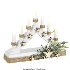 LED-Lichterbogen, 15,7cm x 3,8cm x 12,5cm, 7 LEDs in warmweiß, inkl. Timer-Funktion, weiß