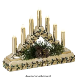 LED-Lichterbogen, 15,7cm x 3,8cm x 12,5cm, 7 LEDs in warmweiß, inkl. Timer-Funktion, hellgold