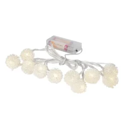 LED-Lichterkette, Drahtkugeln, silber, 10 LEDs in Warmweiß, 3,05m lang, Timer