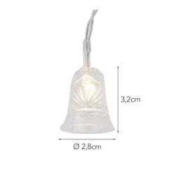 LED-Lichterkette Glocken, 20 LEDs in Warmweiß, 2,1m lang, Timer
