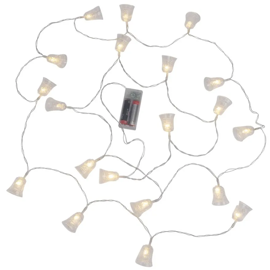 LED-Lichterkette Glocken, 20 LEDs in Warmweiß, 2,1m lang, Timer
