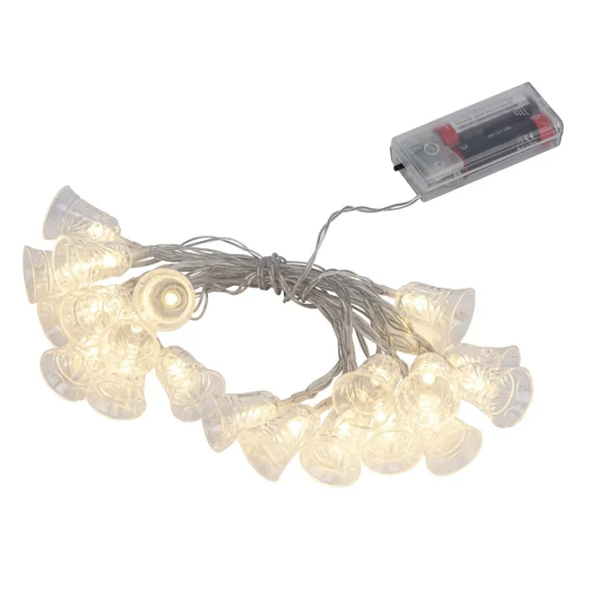 LED-Lichterkette Glocken, 20 LEDs in Warmweiß, 2,1m lang, Timer