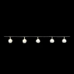 LED-Lichterkette, irisierende Pompons, weiß, 10 LEDs in Warmweiß, 3,5m lang, Timer