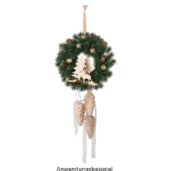 LED-Lichterkette, Ornament-Kugeln 1, hellgold, 10 LEDs in Warmweiß, 3,05m lang, Timer