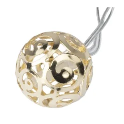 LED-Lichterkette, Ornament-Kugeln 1, hellgold, 10 LEDs in Warmweiß, 3,05m lang, Timer