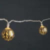 LED-Lichterkette, Ornament-Kugel 2, hellgold, 10 LEDs in Warmweiß, Timer