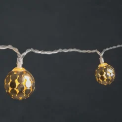 LED-Lichterkette, Ornament-Kugel 2, hellgold, 10 LEDs in Warmweiß, Timer
