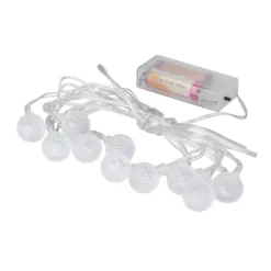 LED-Lichterkette, Relief-Kugeln, klar, 10 LEDs in Warmweiß, 3,05m lang, Timer