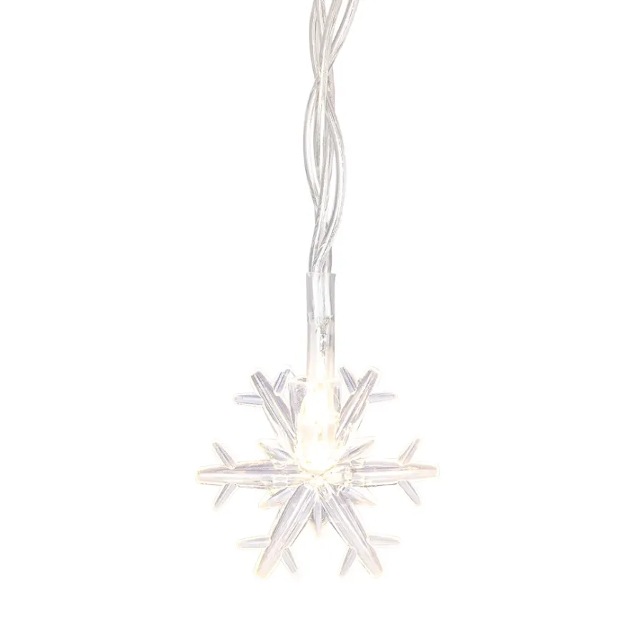 LED-Lichterkette, Schneeflocken, 40-LEDs in Warmweiß, 6,1m lang, Timer