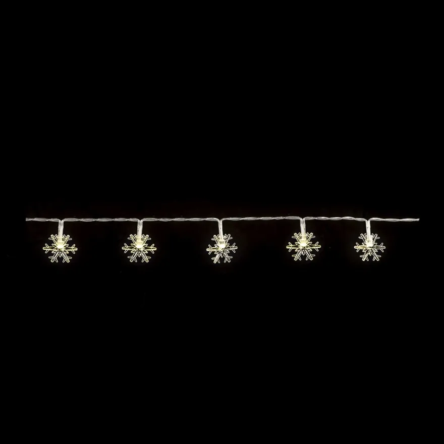 LED-Lichterkette, Schneeflocken, 40-LEDs in Warmweiß, 6,1m lang, Timer
