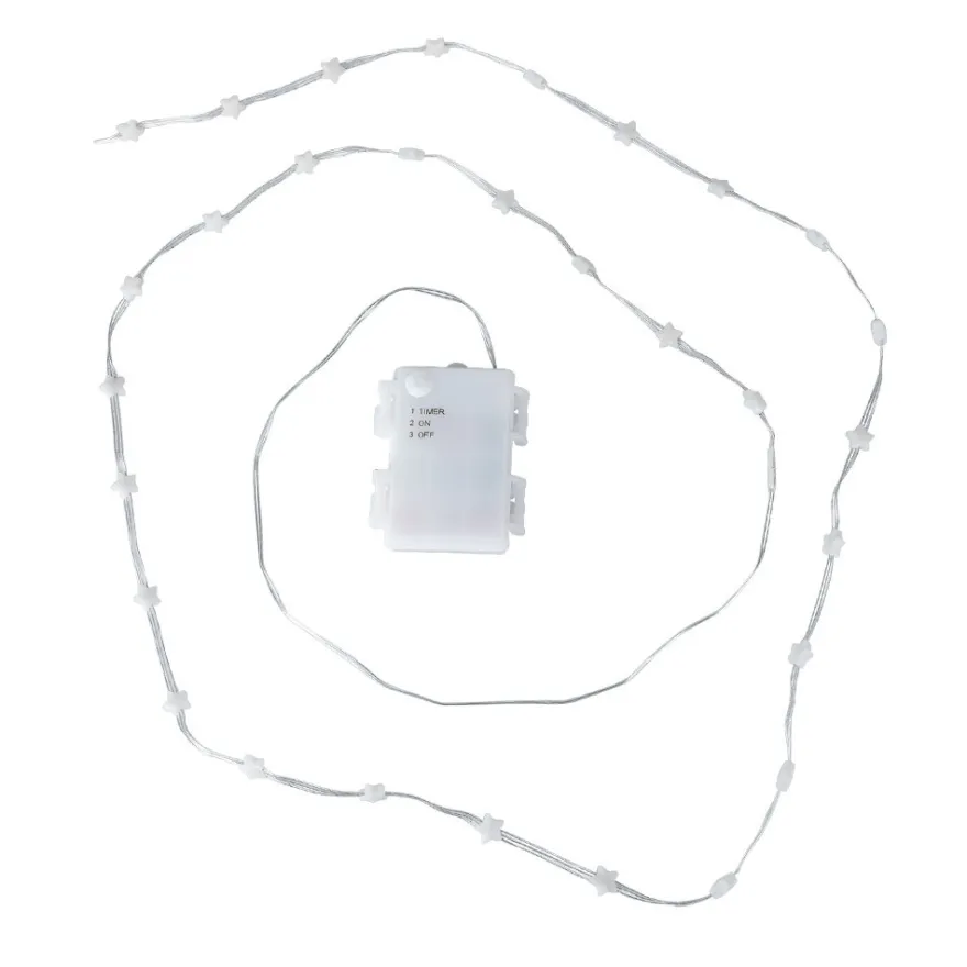 LED-Lichterkette Sterne, warmweiß, transparentes Soft-Kabel, 30 LEDs, inkl. Timer