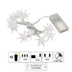 LED-Lichterkette Sterne, warmweiß, inkl. Timer, 10er