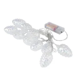 LED-Lichterkette, Tannenzapfen, klar-irisierend, 10 LEDs in Warmweiß, 3,5m lang, Timer