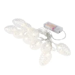 LED-Lichterkette, Tannenzapfen, klar-irisierend, 10 LEDs in Warmweiß, 3,5m lang, Timer