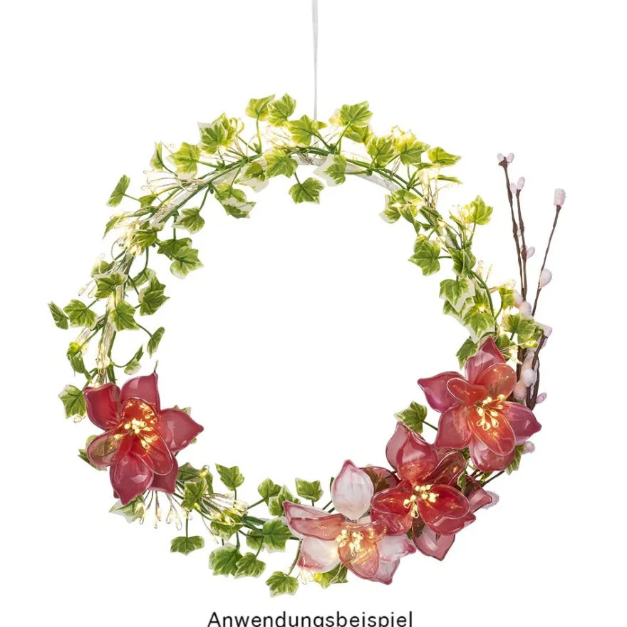 LED-Lichterkranz, Ø23cm, 20 Bündel mit je 10 LEDs, warmweiß, inkl. Timer