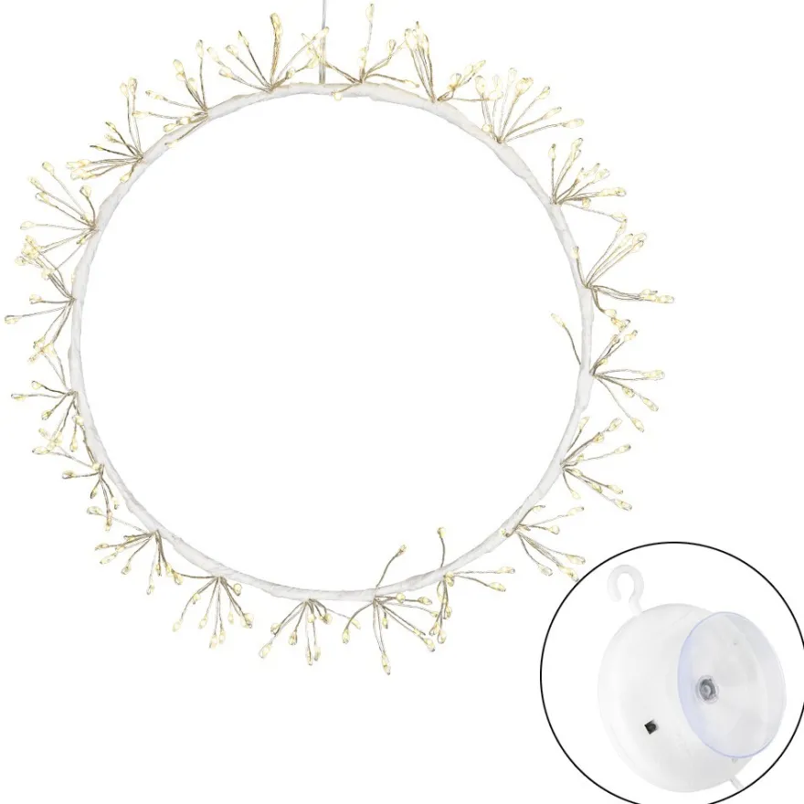 LED-Lichterkranz, Ø23cm, 20 Bündel mit je 10 LEDs, warmweiß, inkl. Timer