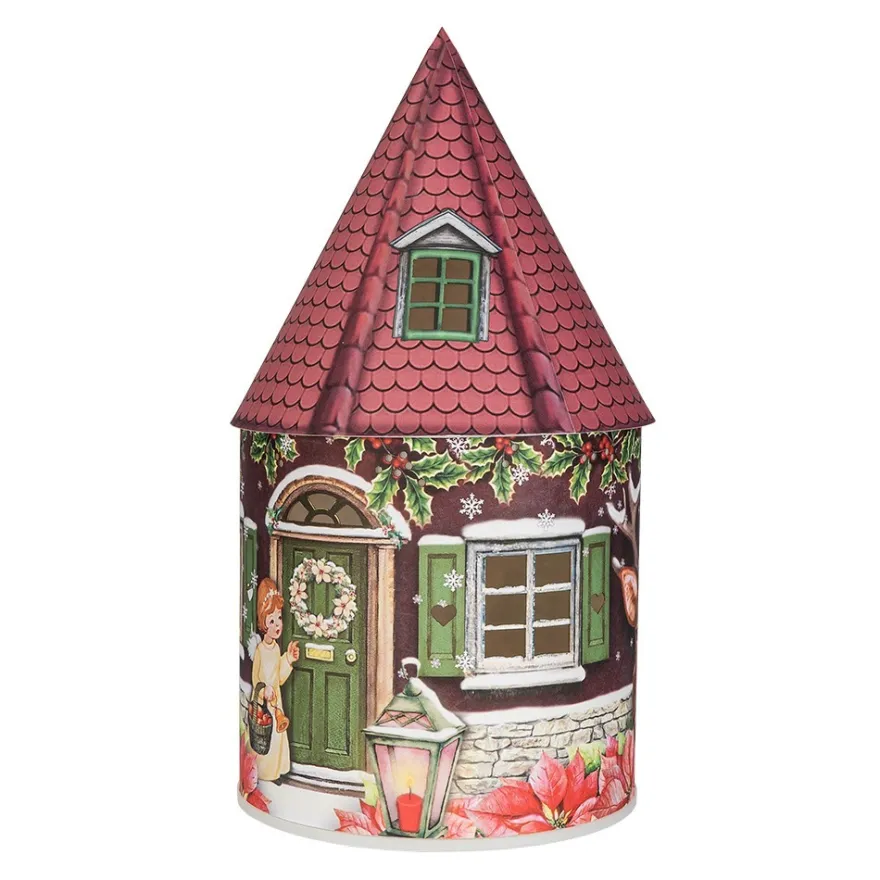 LED-Lichthaus, Nostalgische Weihnacht 4, Ø 11cm, 22cm hoch, inkl. Draht-Lichterkette, mit Timer