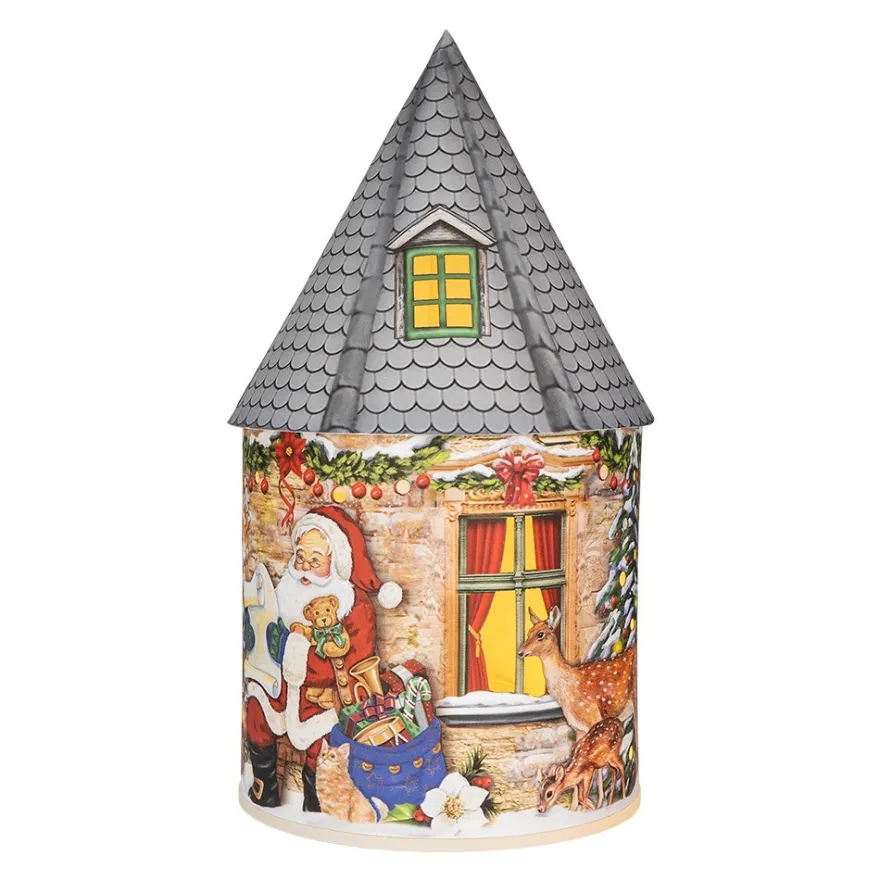 LED-Lichthaus, Nostalgische Weihnacht 5, Ø 11cm, 22cm hoch, inkl. Draht-Lichterkette, mit Timer
