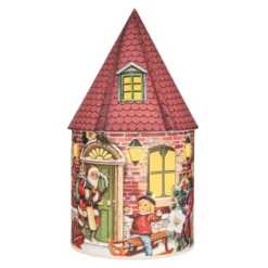 LED-Lichthaus, Nostalgische Weihnacht 6, Ø 11cm, 22cm hoch, inkl. Draht-Lichterkette, mit Timer