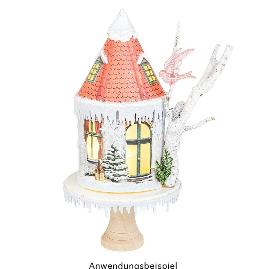 LED-Lichthaus, Nostalgische Weihnacht 3, Ø 11cm, 22cm hoch, inkl. Draht-Lichterkette, mit Timer