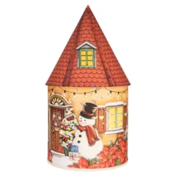 LED-Lichthaus, Nostalgische Weihnacht 2, Ø 11cm, 22cm hoch, inkl. Draht-Lichterkette, mit Timer