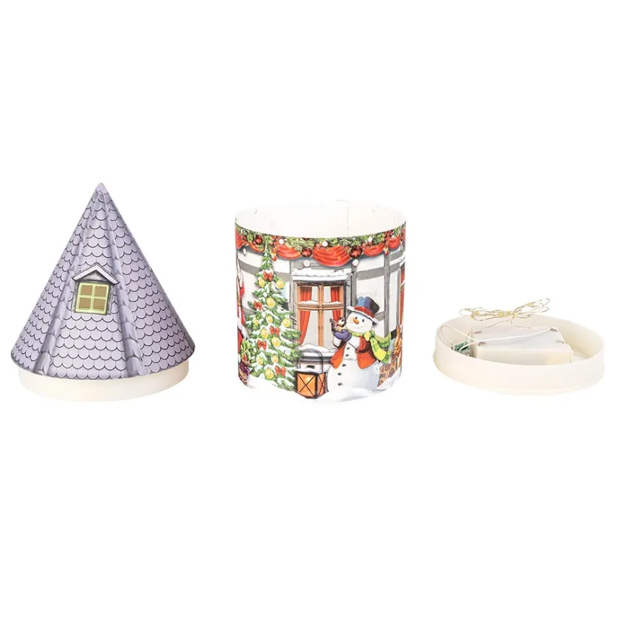 LED-Lichthaus, Nostalgische Weihnacht 7, Ø 11cm, 22cm hoch, inkl. Draht-Lichterkette, mit Timer