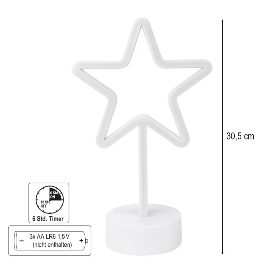 LED-Lichtschlauch, Stern mit Podest, 30,5cm hoch, warmweiß, inkl. Timer