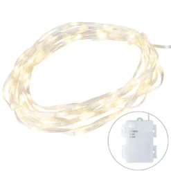 LED-Micro-Lichterkette, warmweiß, inkl. Timer, transparentes Soft-Kabel, 100er