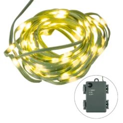 LED-Micro-Lichterkette, warmweiß, inkl. Timer, grünes Soft-Kabel, 100er