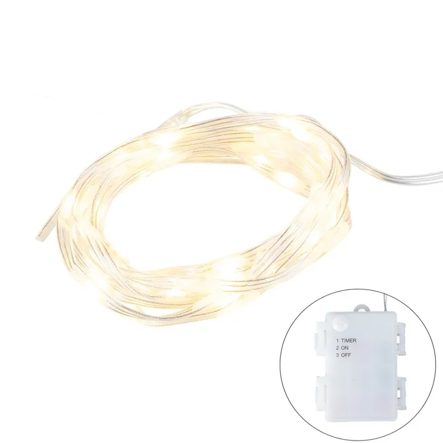 LED-Micro-Lichterkette, warmweiß, inkl. Timer, transparentes Soft-Kabel, 50er