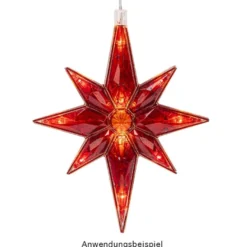 LED-Octa-Sterne, 21,3cm x 16,4cm, warmweiß, transparent, klar, inkl. Timer, 2 Stück