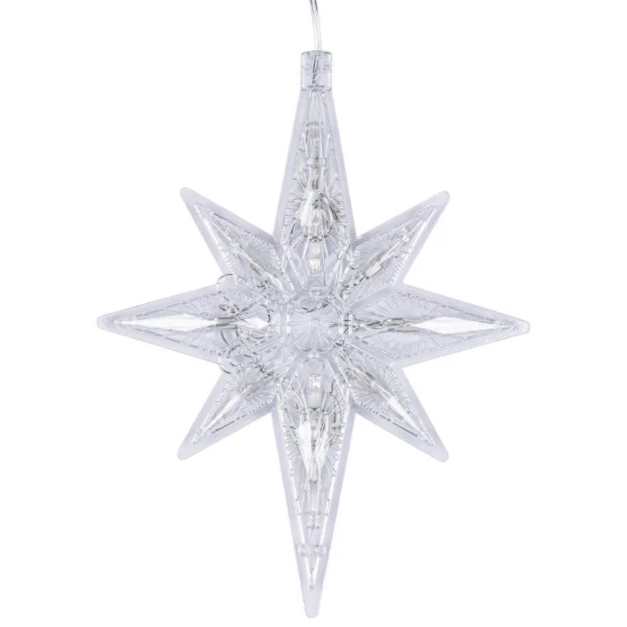 LED-Octa-Sterne, 21,3cm x 16,4cm, warmweiß, transparent, klar, inkl. Timer, 2 Stück